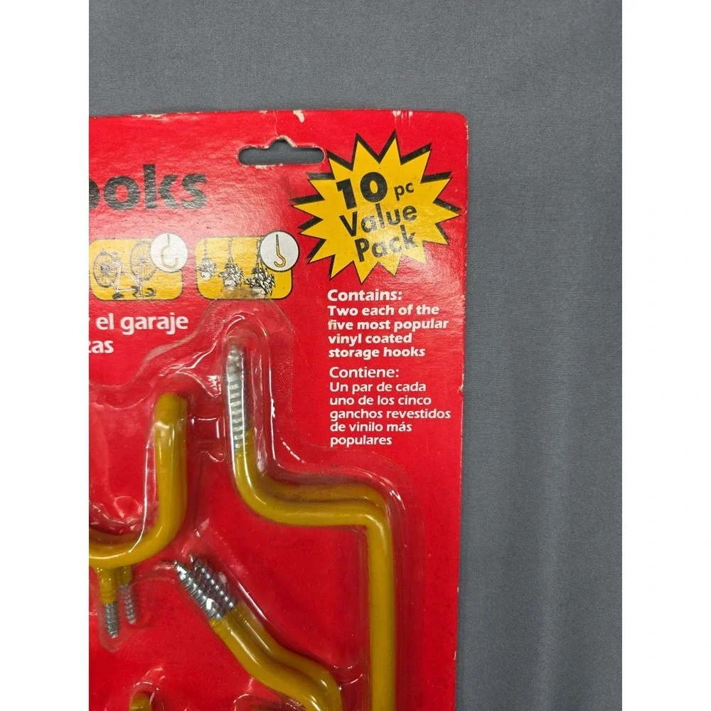 Crawford 10 Piece Yellow Vinyl Coated Gray Steel Assorted Hook New